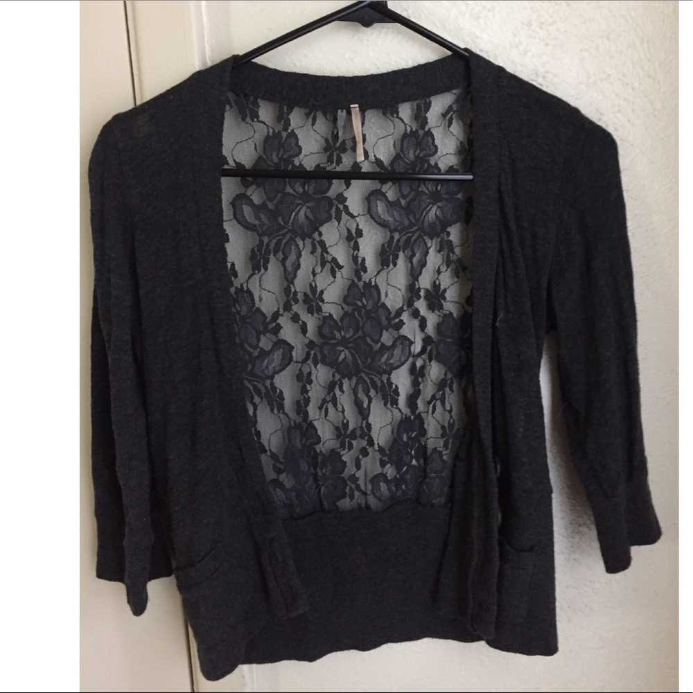 Grey lace cardigan